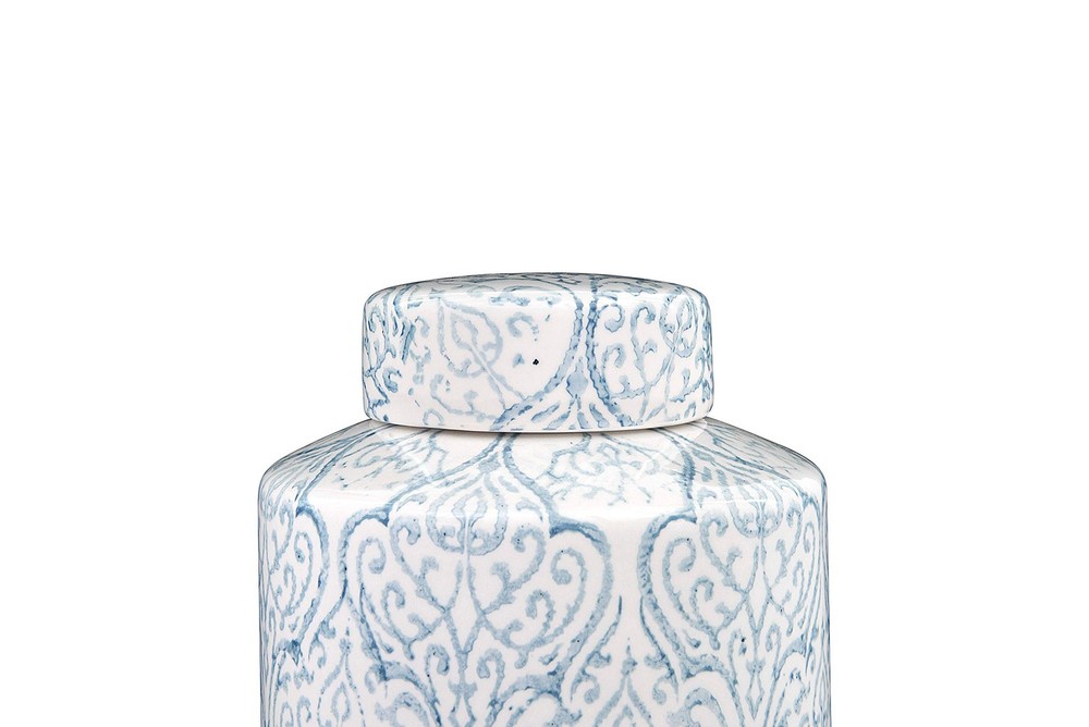 Blue & White Decorative Ginger Jar with Lid