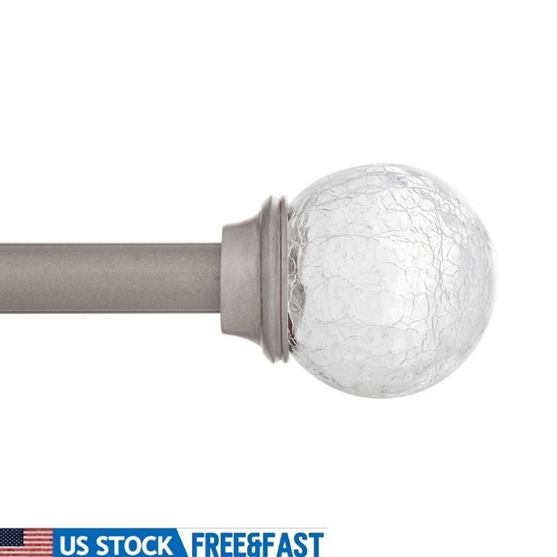 Telescoping Curtain Rod Set Adjustable 90-130 inch Decorative Finials Hardware