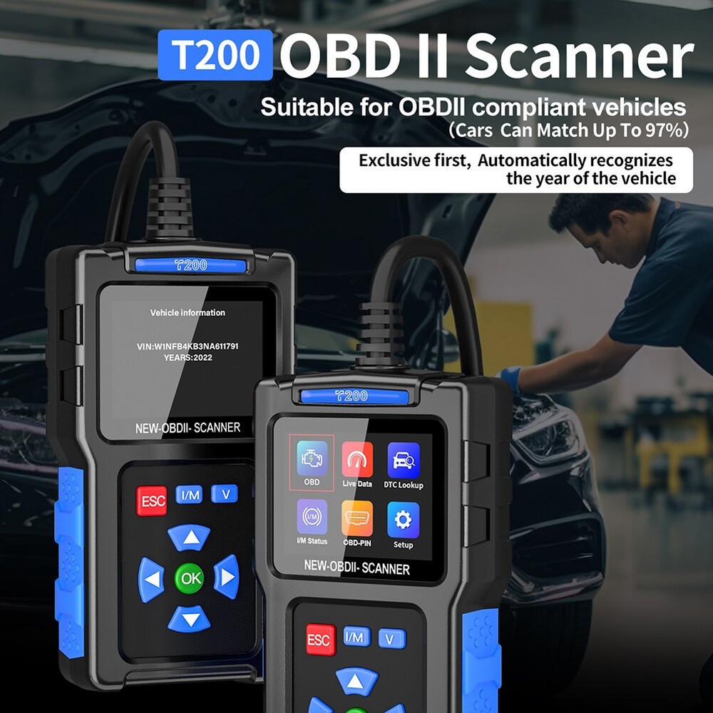 Code Reader Car Diagnostic Scan Tool Check Engine Fault T200 Car OBD2 Scanner US