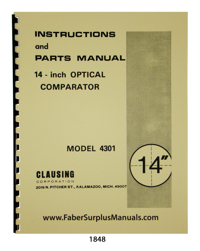 Clausing 14" Model 4301 Optical Comparator Instructions & Parts Manual #1848