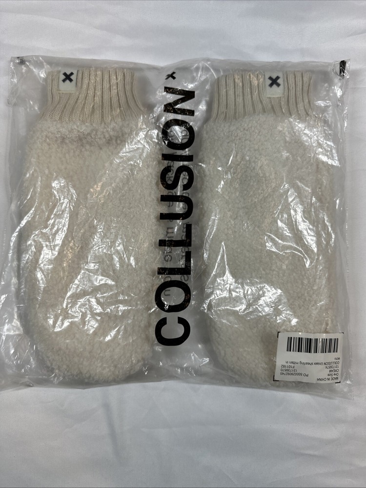 Collusion Unisex Shearing Mittons Cream One Size