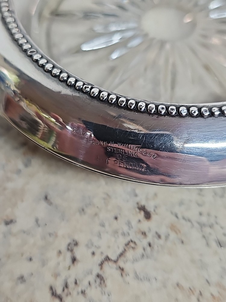 Frank M Whiting Sterling Silver And Crystal Drink Coaster