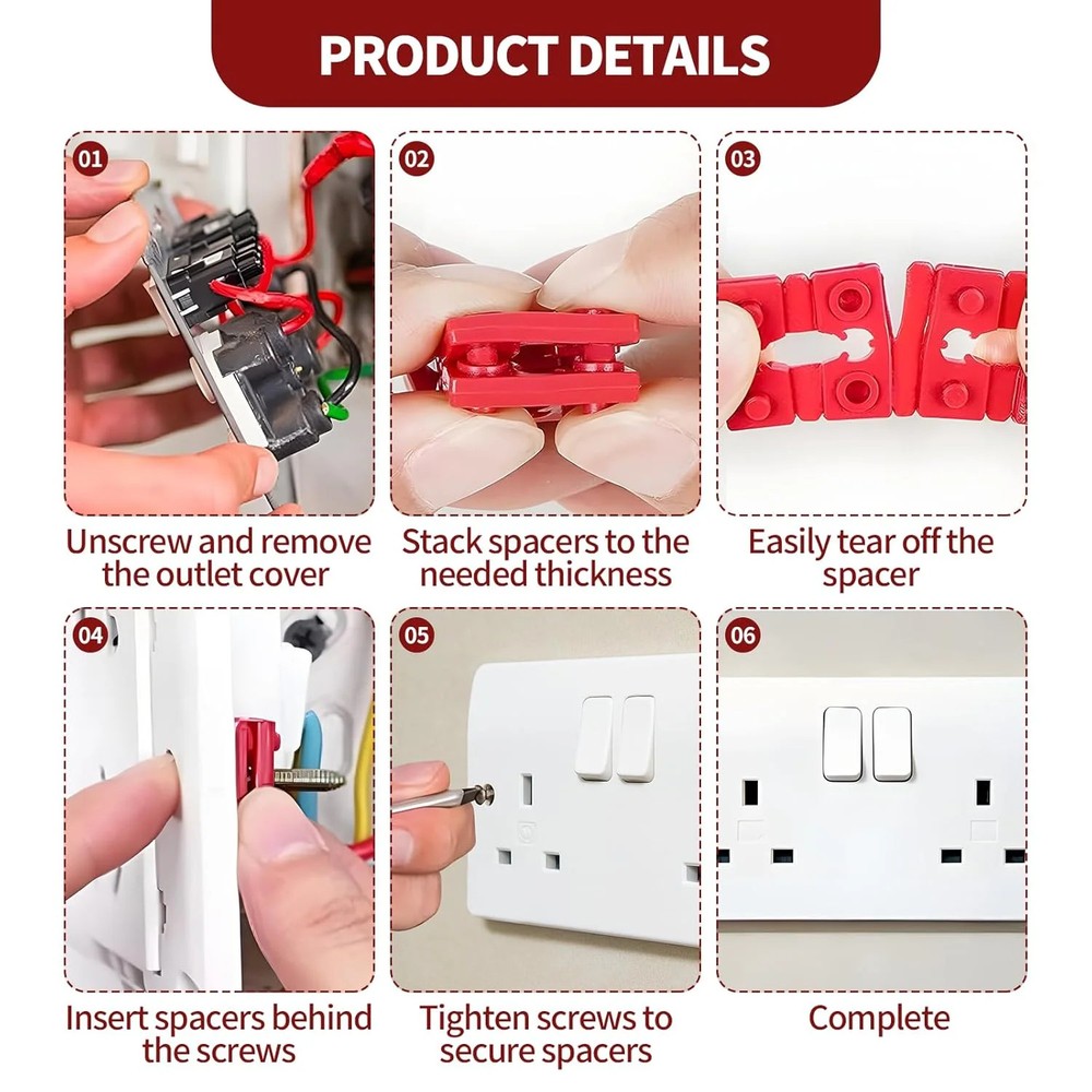 48PCS Outlet Spacers for Electrical Box,Stackable Electrical Outlet Spacers, Til