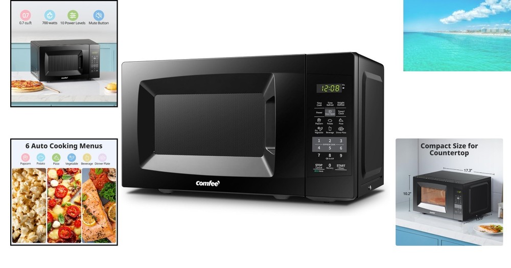 Compact Countertop Microwave with One-Touch Buttons and Mute Function - 700W