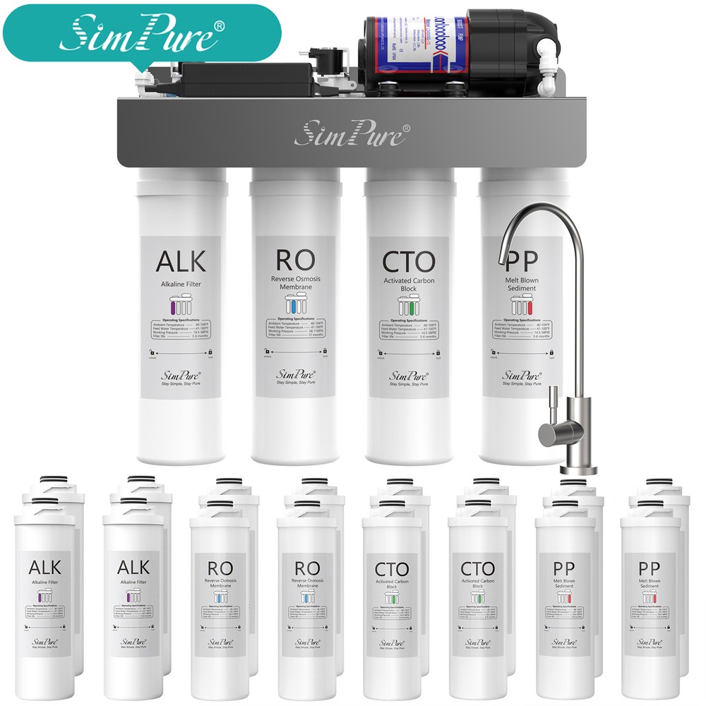 SimPure WP2-400GPD UV Alkaline pH+ Tankless RO Reverse Osmosis System Purifier