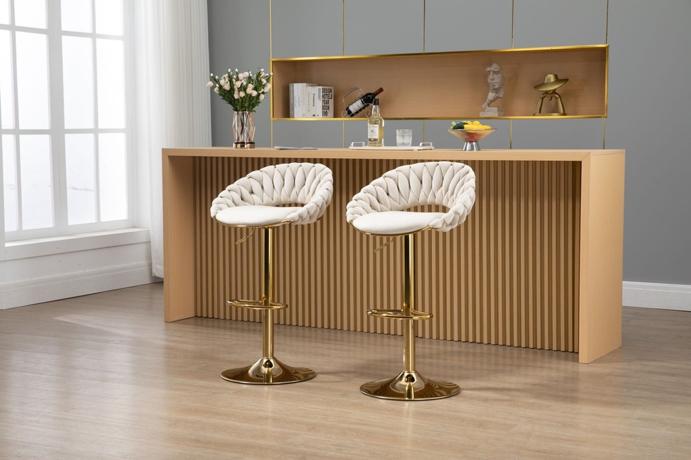 2PC COOLMORE Swivel Bar Stools: Adjustable, Footrest, Kitchen & Dining