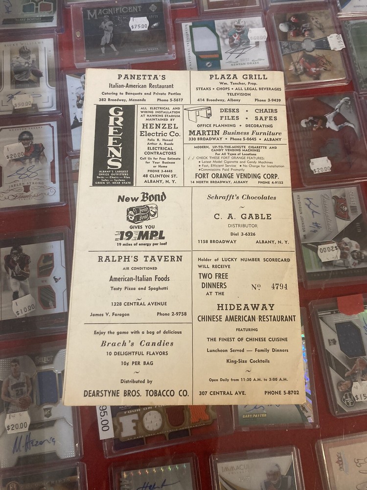 1959 Albany Senators Program vs. Allentown Tough Minor League Program