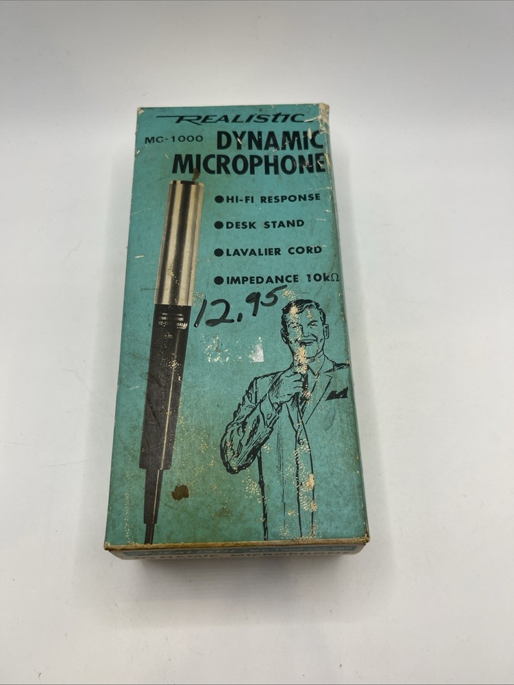 Vintage 1960 Realistic MC-1000 Dynamic Microphone in Original Box (12A7)