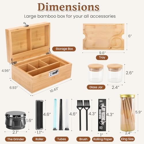 Large Bamboo Storage Box with Removable Tray Kit - Bamboo Color SecureLock