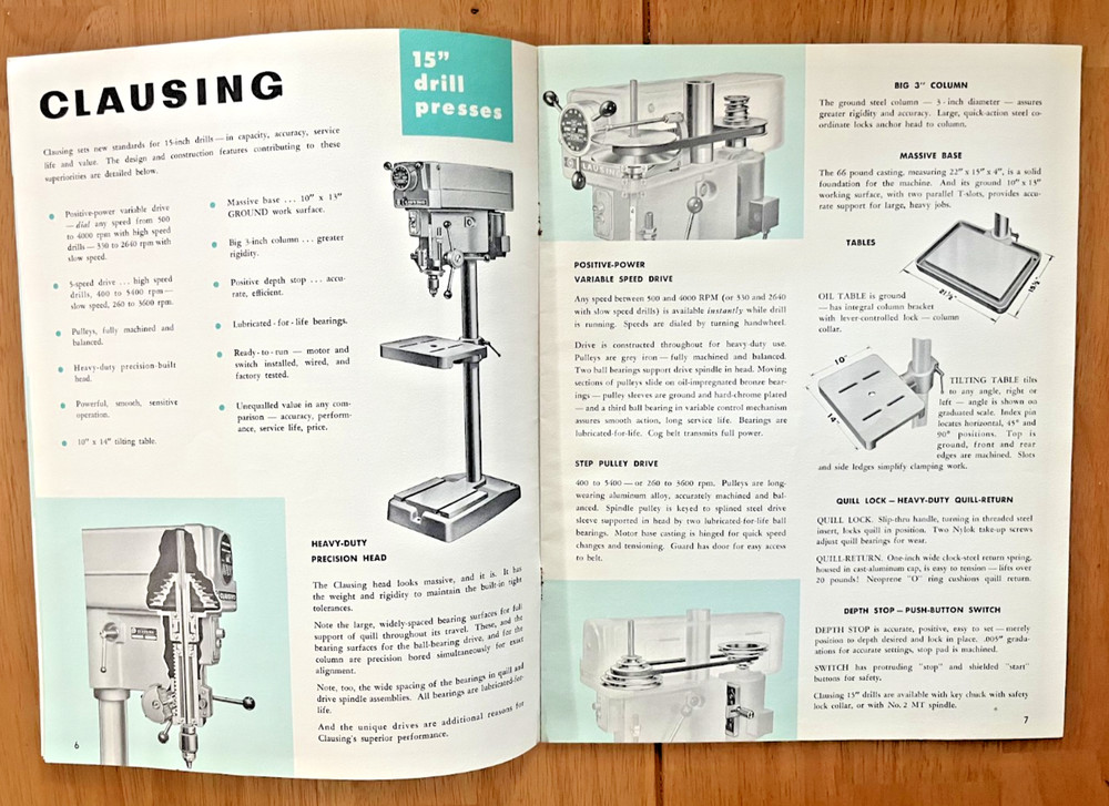 Clausing Drill Presses sales catalog 1520-1 Clausing Kalamazoo MI