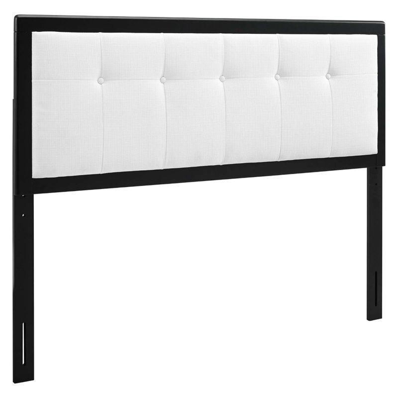 Modway Draper Fabric Tufted Full Headboard in Black and White
