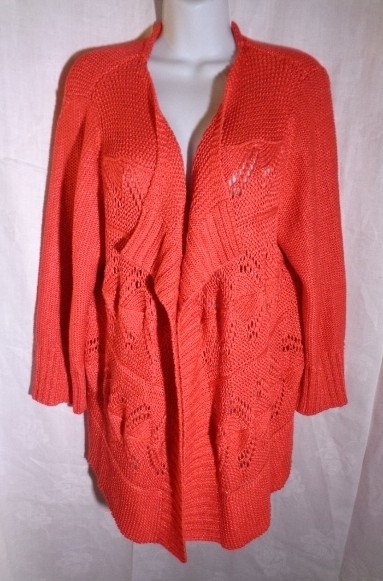 Chico's Sweater  sz 3  salmon open front