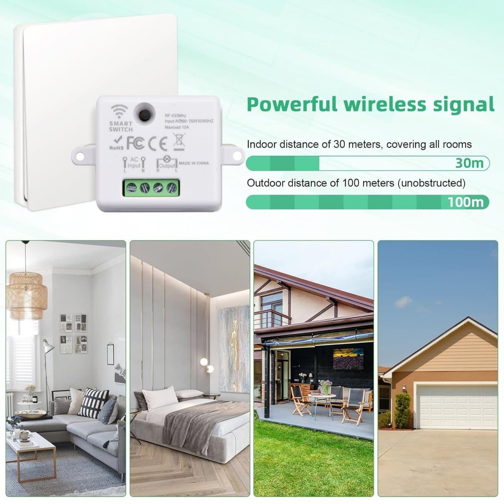 New 433MHz Wireless Remote Control Kinetic Self-powered Wall Light Switch