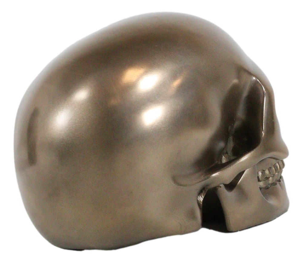 Decorative Bronze Colored Skull Head Skeleton Figurine Statue