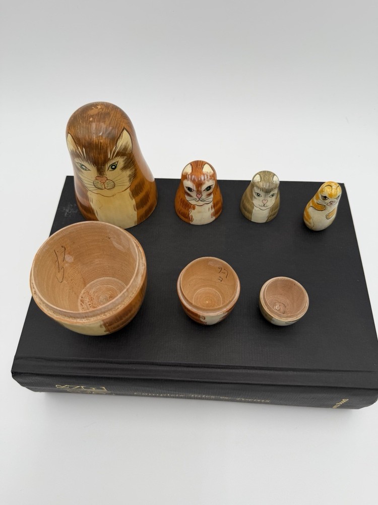 Vintage Cat Nesting Dolls Tag On Bottom