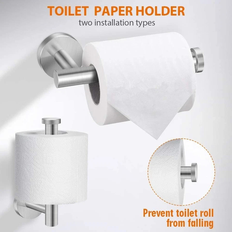 6pcs Bathroom Hardware Accessories Set Towel Bar Set Silver
