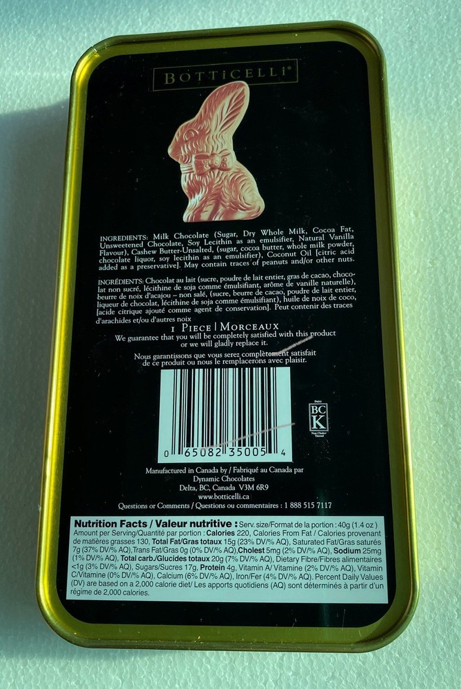 Easter BUNNY Botticelli CANDY Tin EMPTY