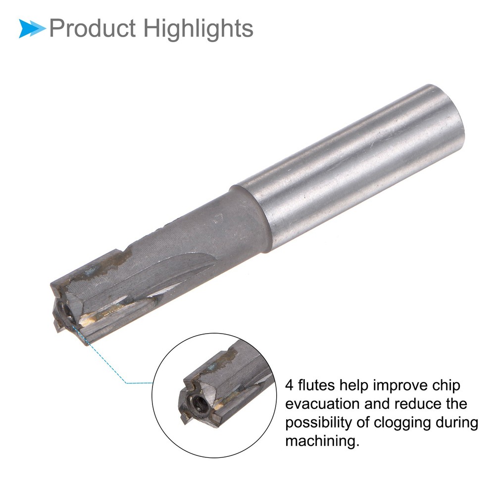 Square Nose End Mill, 3 Flute 0.55" Cutting Dia Solid Tungsten Carbide