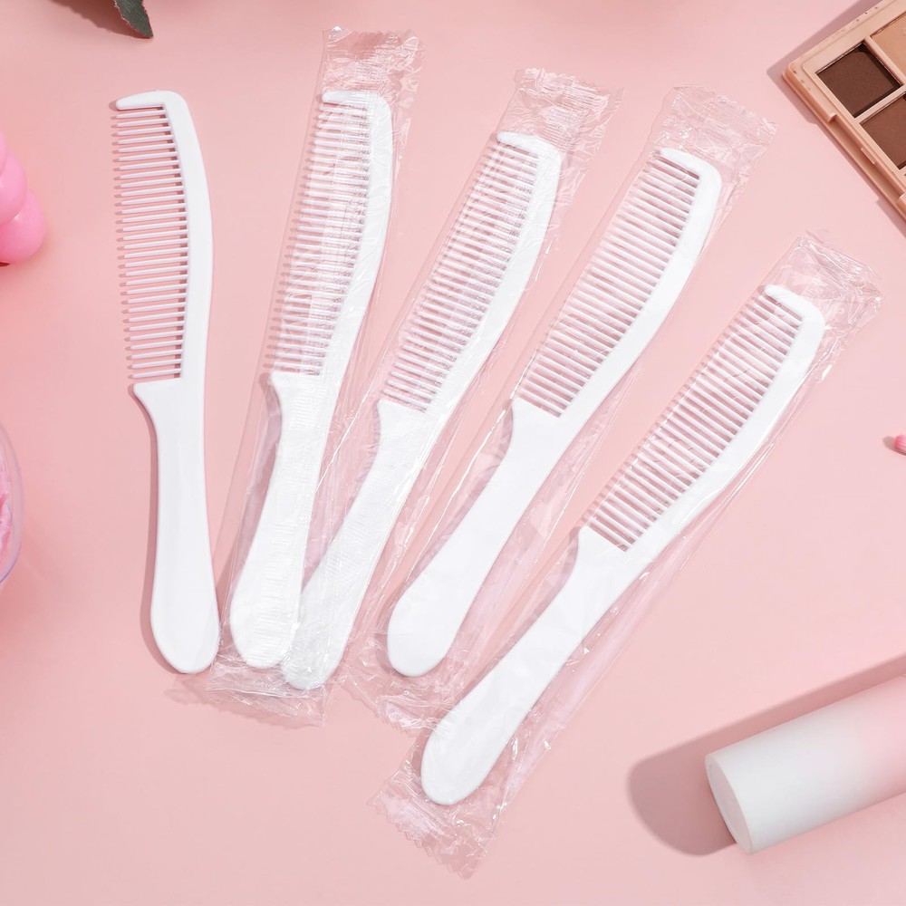 300 Pcs Disposable Combs in Bulk - Individually Wrapped Plastic Unbreakable L...