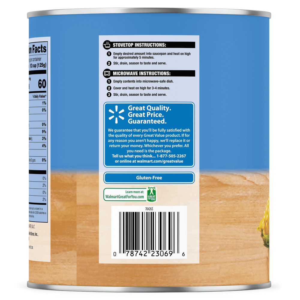 Great Value, Golden Sweet Whole Kernel Corn, 106 oz