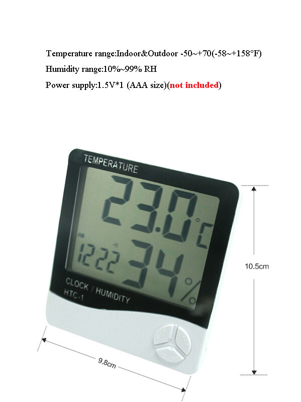 TechTongda Indoor Digital LCD Temperature Humidity Meter Clock Multi-function