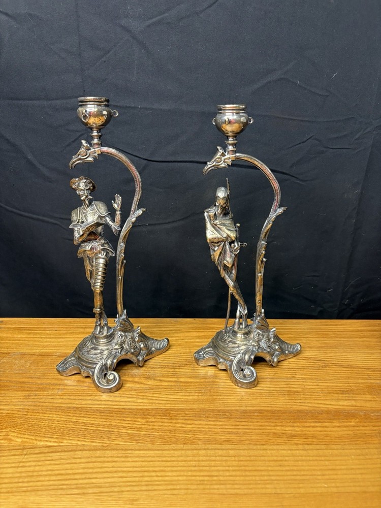 Antique Fraget Silver Plated Candlesticks