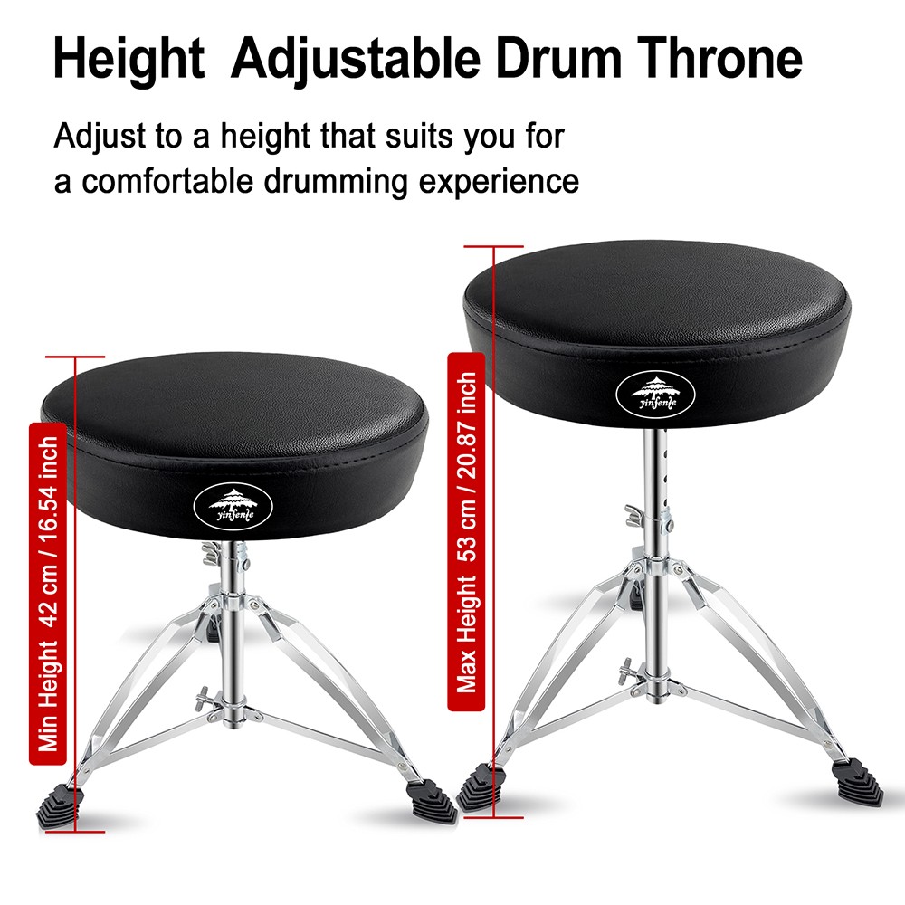 Portable Foldable Drum Throne with Drumsticks, Adjustable Height for Practice
