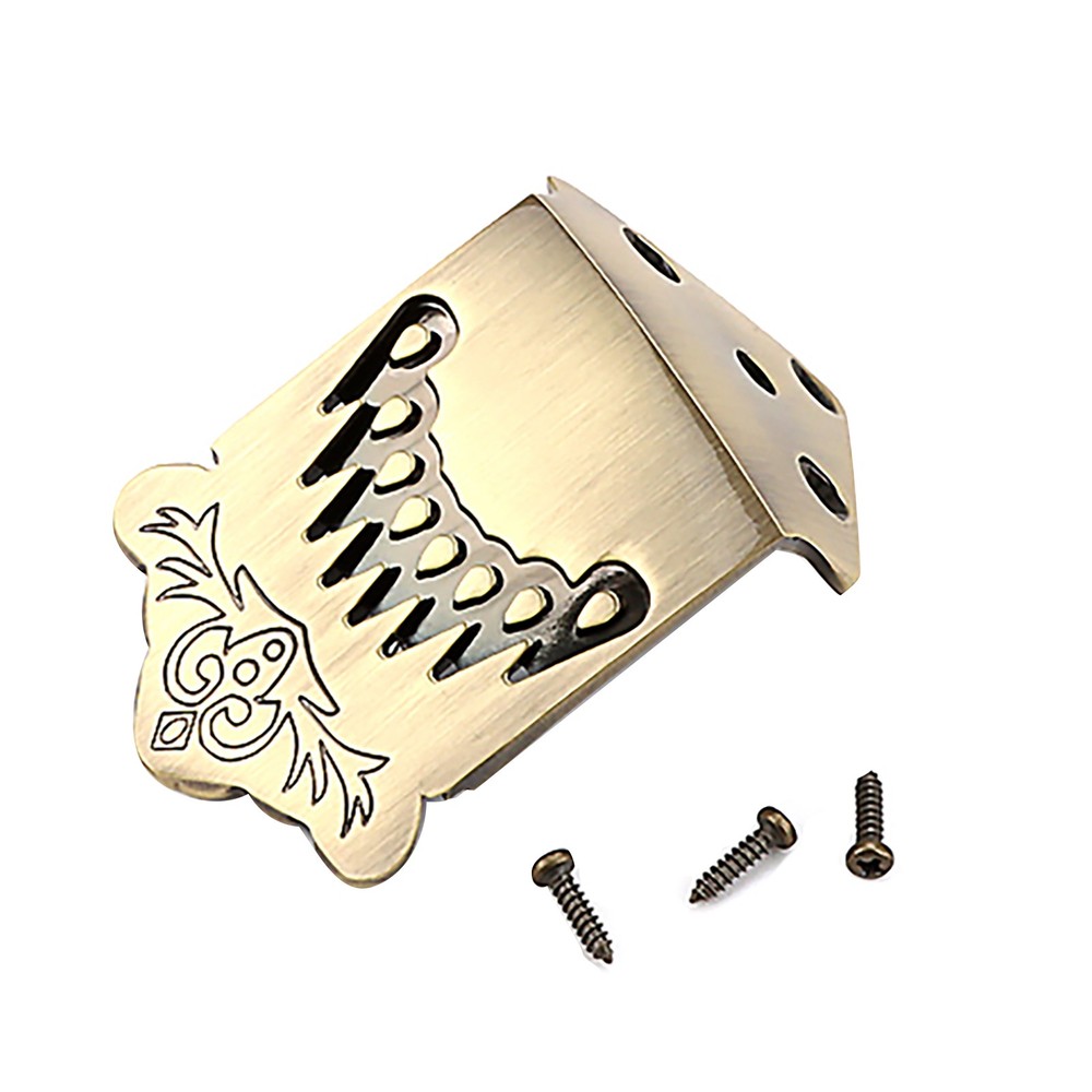 Replacement 8 String Mandolin Tailpiece Feather Pattern Metal Bronze Mandolin