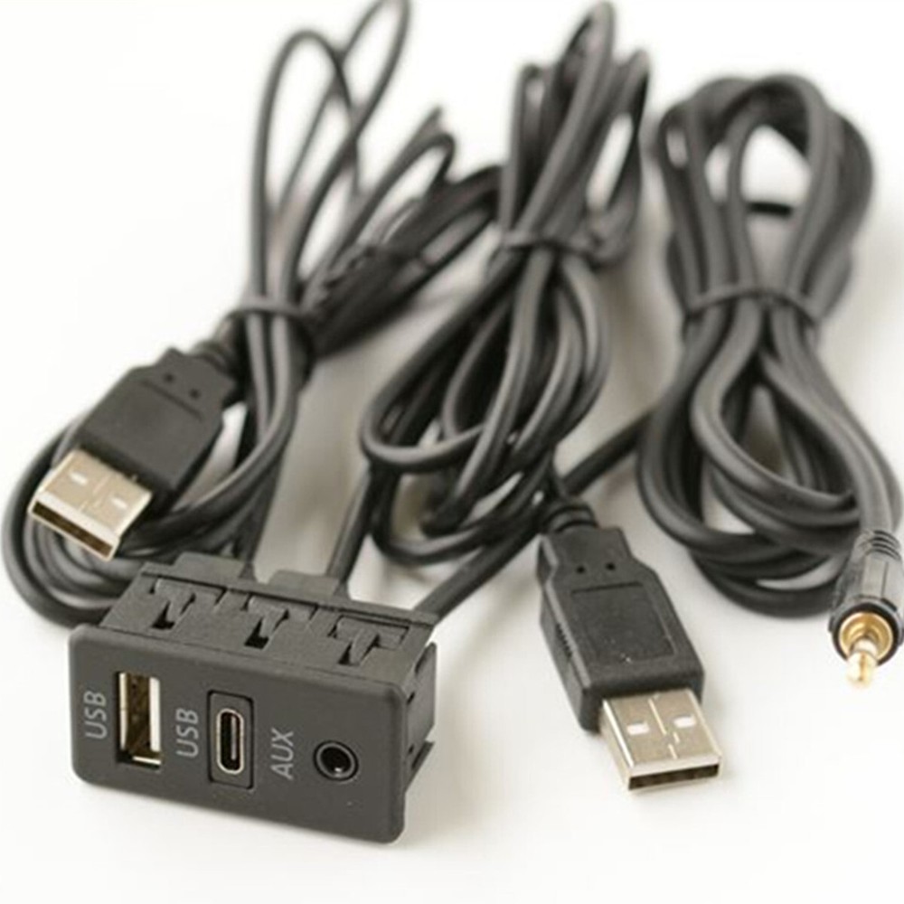 USB 150CM Extension Cable Adapter Car Dash Flush Mount AUX Typr C Ports Panel