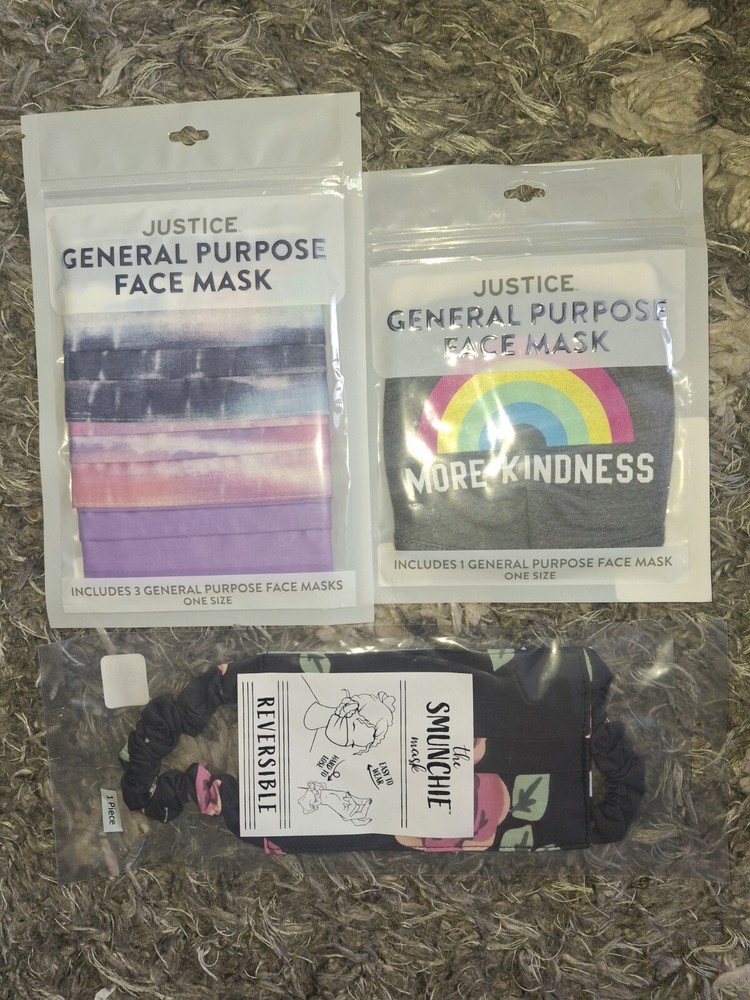5 Justice reusable Face MAsks All Brand New