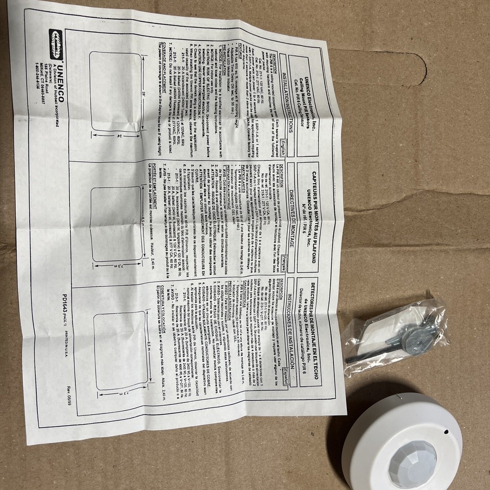 PIR -6 Ceiling Mount motion Sensor 24 VDC