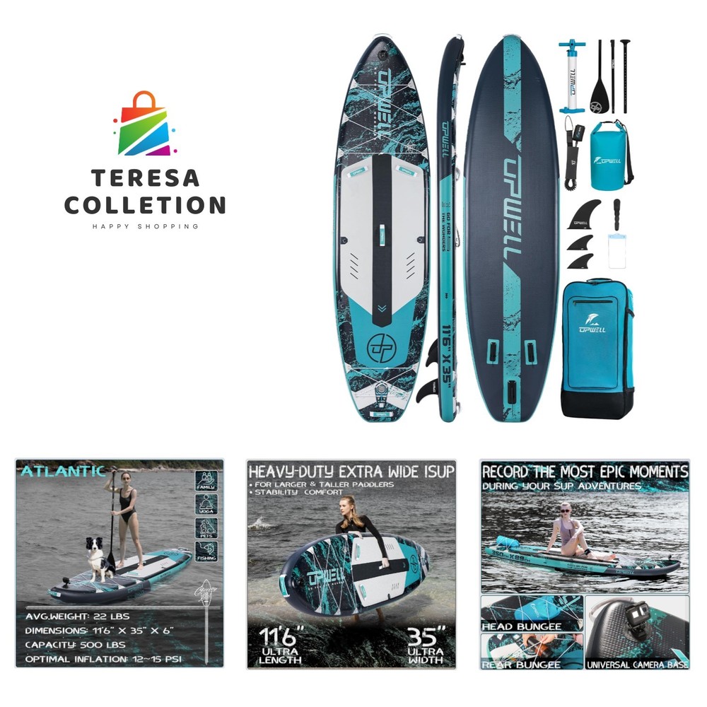 Durable 11'6" Paddle Board - Includes Adjustable Paddle & Deluxe Accessories