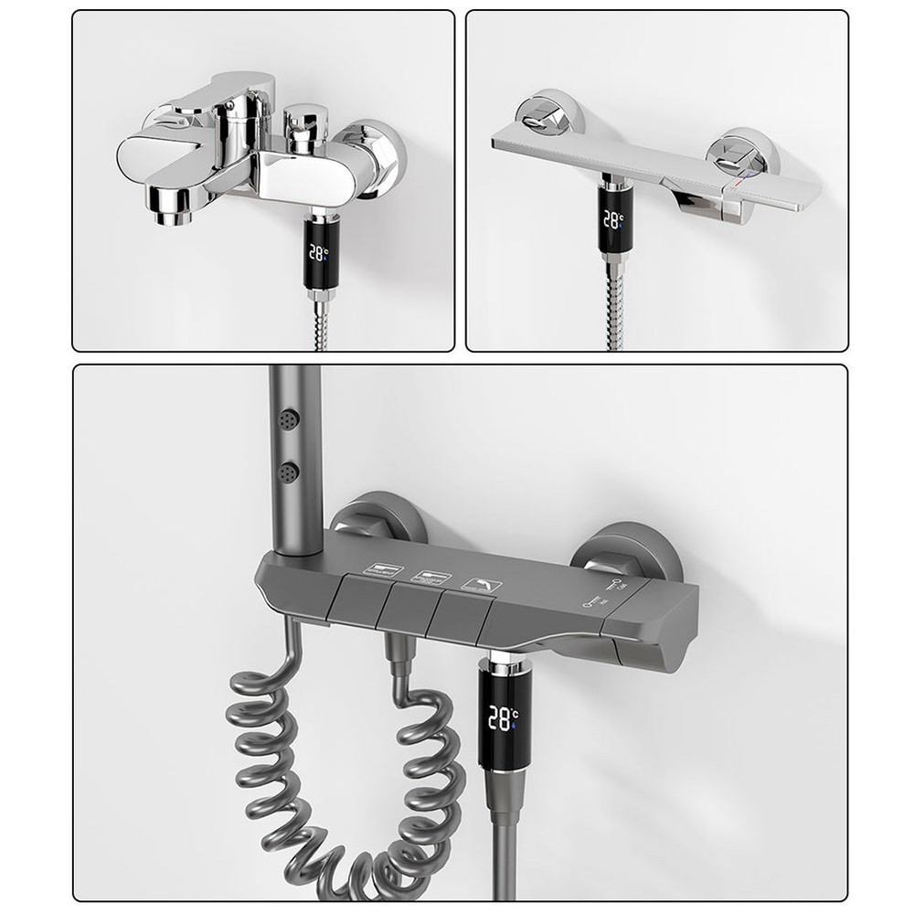 Color-Coded Indicator Digital Display Shower Head Water Temperature Meter