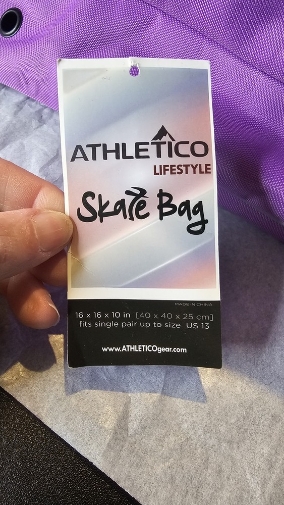 Athletico Purple Skate Bag For Inline Or Roller Skates. Missing Shoulder Strap