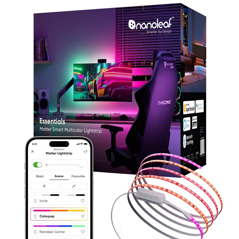 Nanoleaf Essentials Matter Bluetooth & WiFi Smart Multicolor LED Lightstrip 2...
