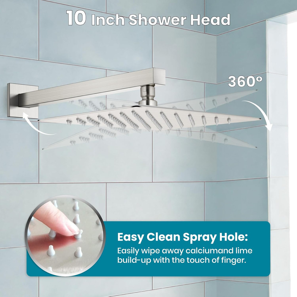Brushed Nickel 3-Function Shower System with Rainfall Head & Handheld Spray