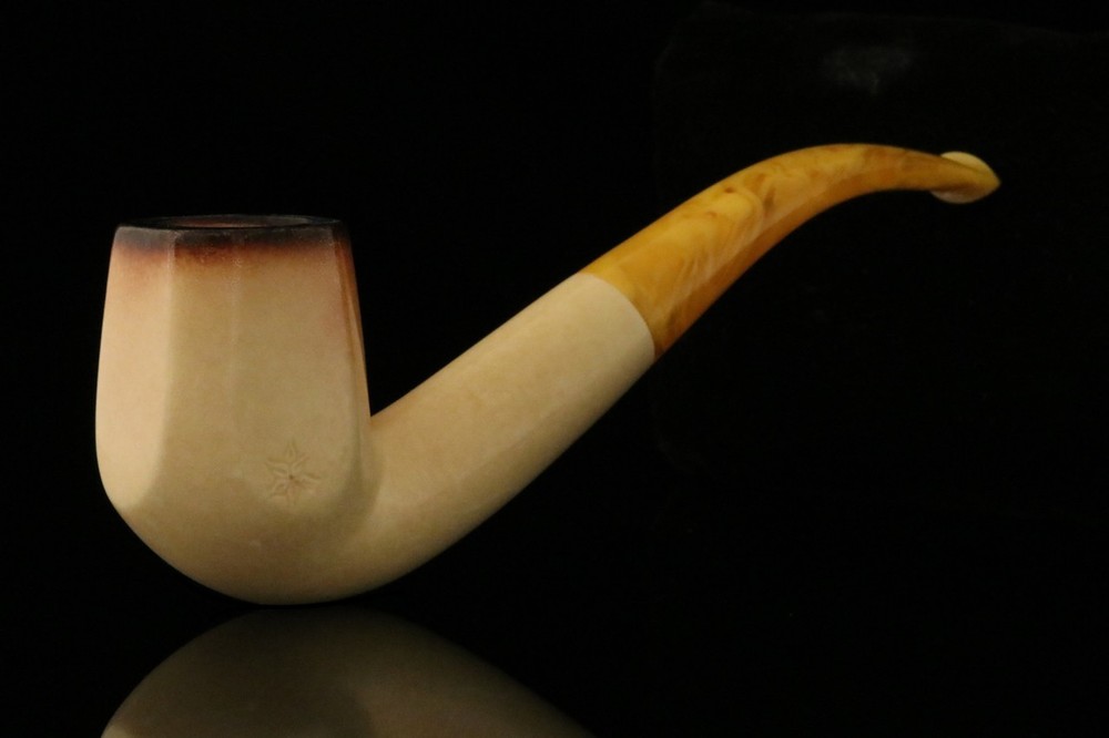 srv -Bent Panel Block Meerschaum Pipe with fitted case M2940