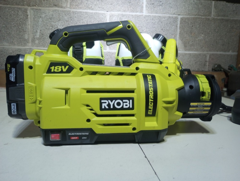 Two Unused Ryobi P2807 Electrostatic Backpack Sprayers, 2 Batteries One Charger