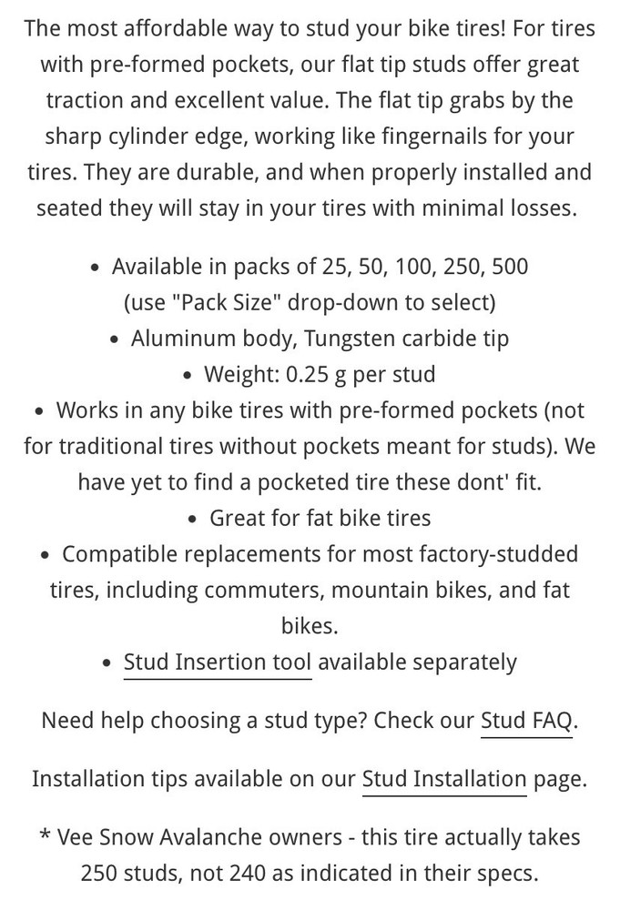 BIKESTUD Flat Tip Stud Kit