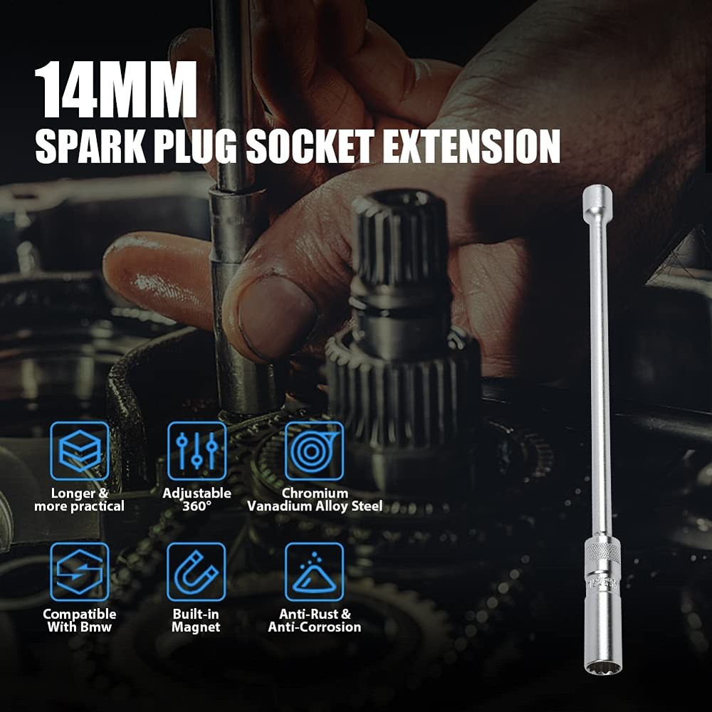 CMTOOL 14mm Spark Plug Socket Magnetic Thin Wall 14 mm 14MM
