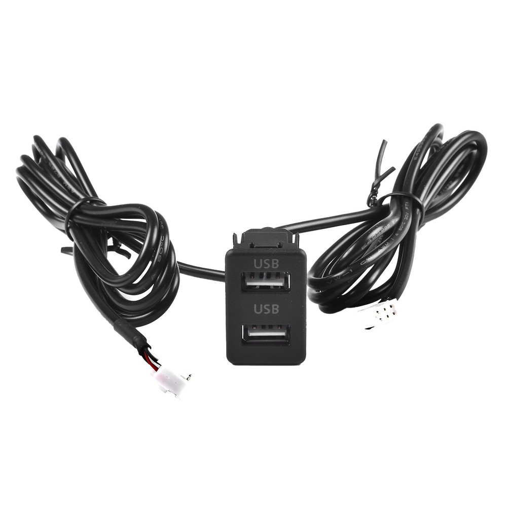 Dashboard Dual USB Port Extender Panel Interface with 145cm Cable for Car