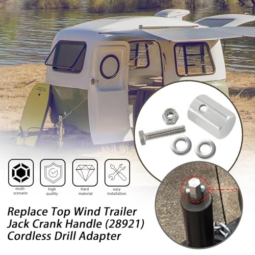 Cordless Drill Adapter/Replace Top Wind Trailer Jack Crank Handle (28921)