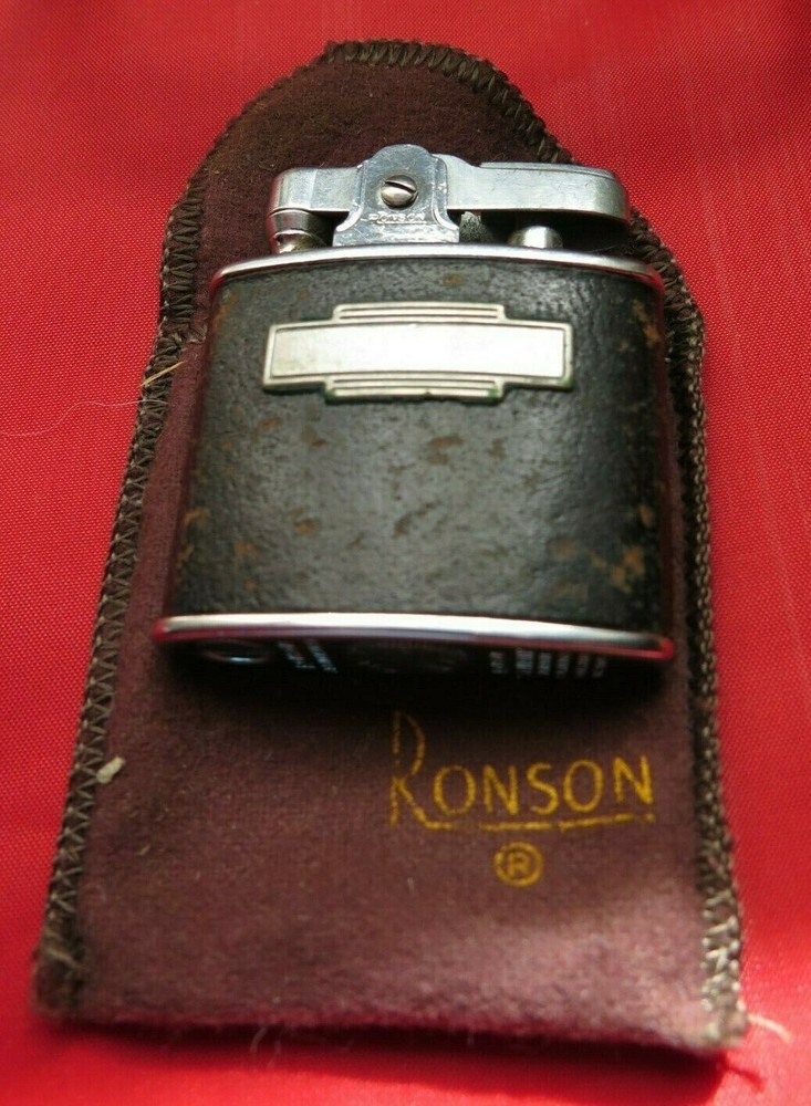 Vintage Ronson Pocket Lighter & Pouch leather