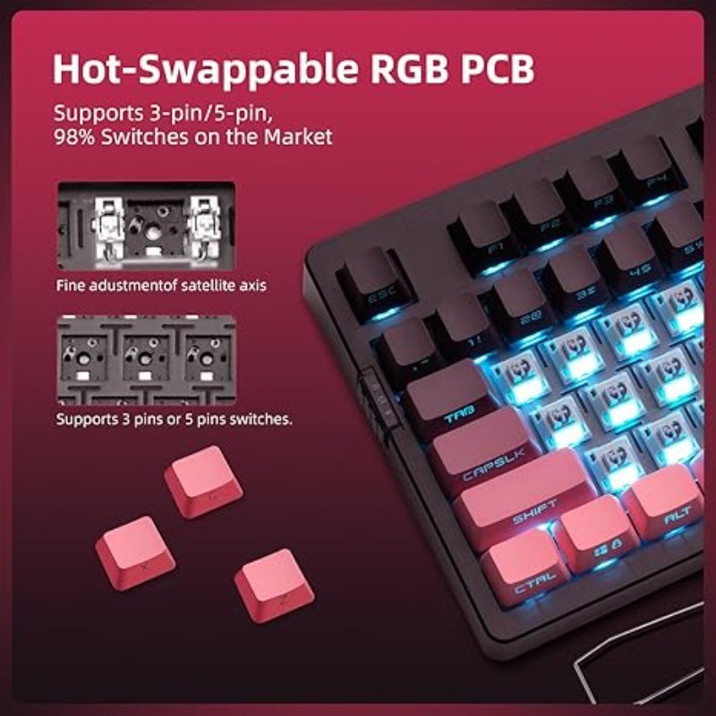ZH980 Pink Mechanical Gaming Keyboard 95% Full Size Linear Switch