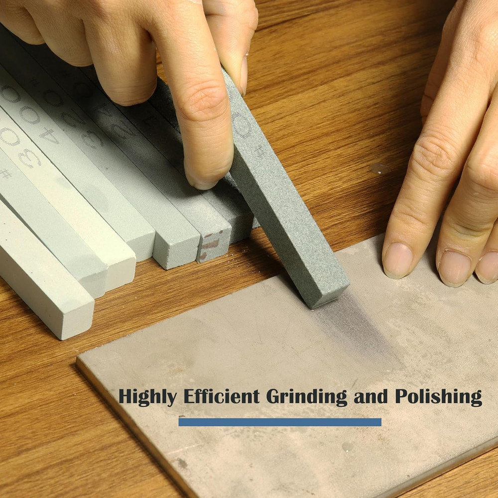 8 Pcs Rectangular Shaped Sharpening Stone Sticks Set, 5.92Inch Green Silicon