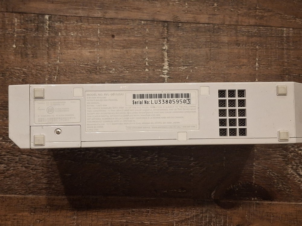 Nintendo Wii White Console System RVL-001 1 Controller & Cords *Tested & Working