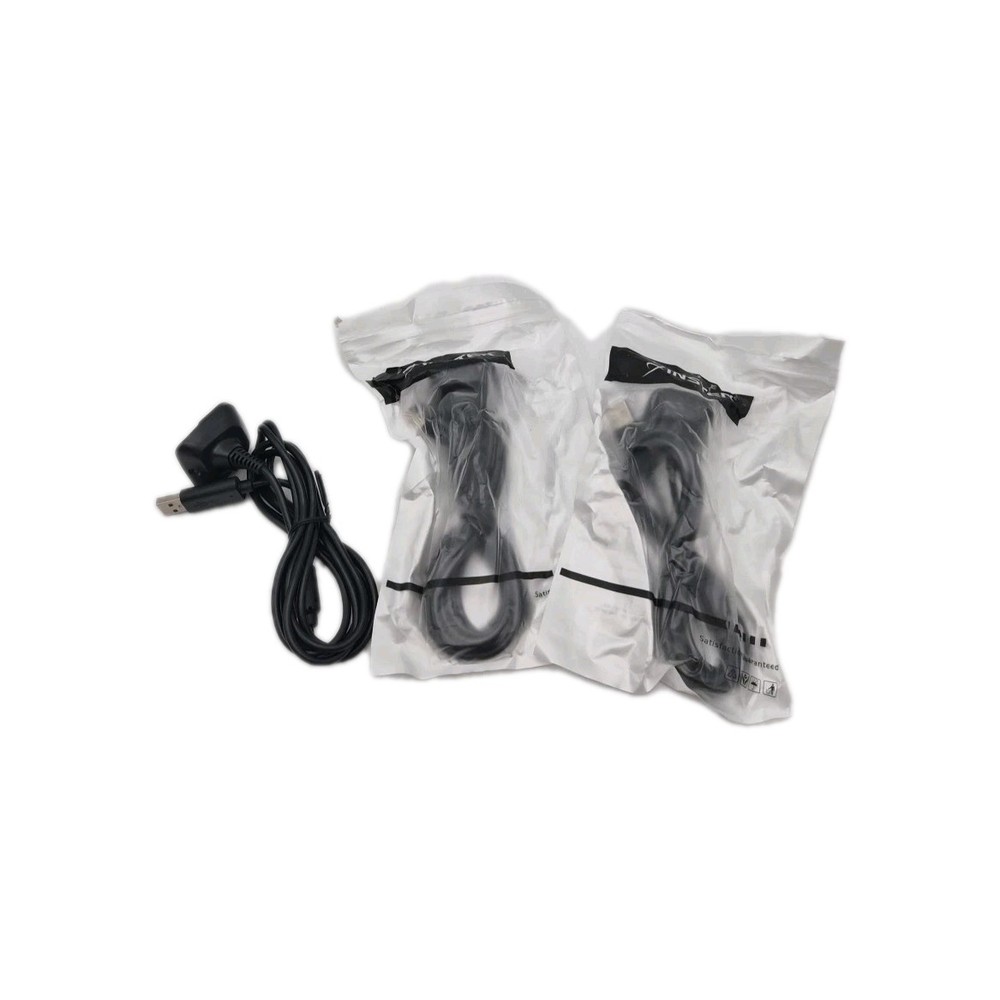 3 For Xbox 360 Black Wireless Controller USB Charging Cable Replacement Charger