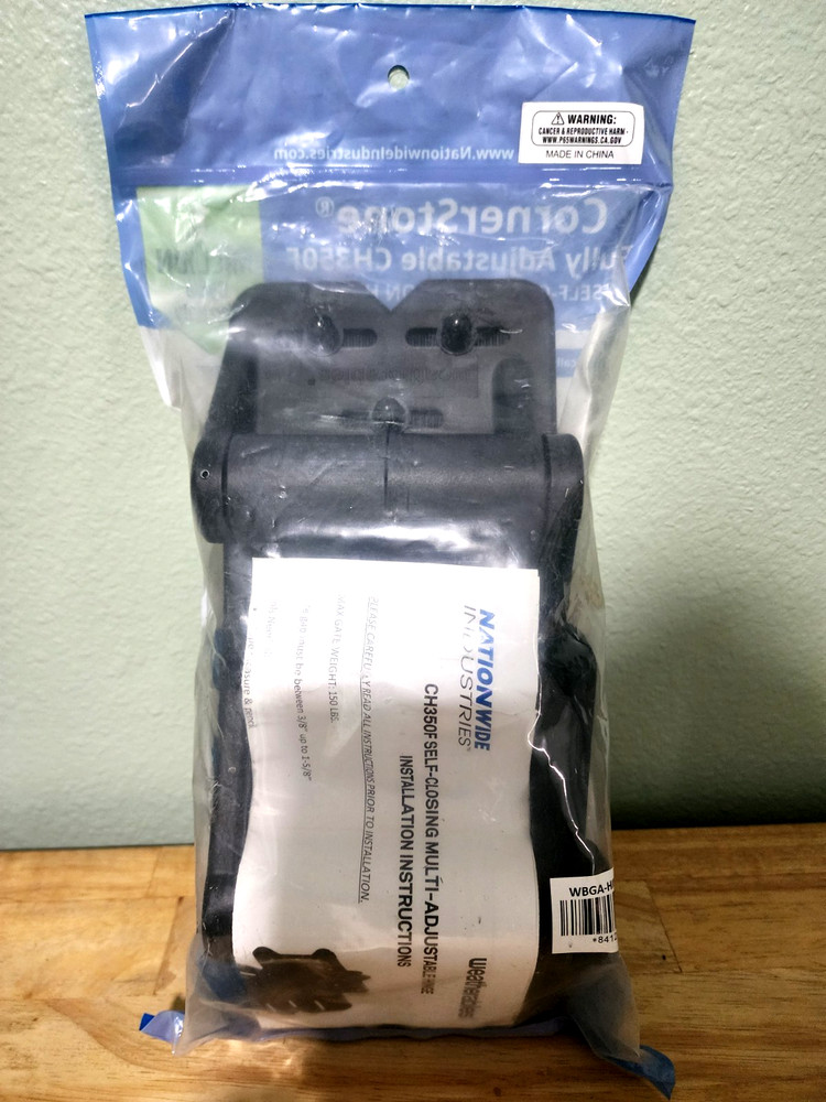 2 Pk Black Heavy Duty Nylon Self-Closing Multi-Adjustable Gate Hinges