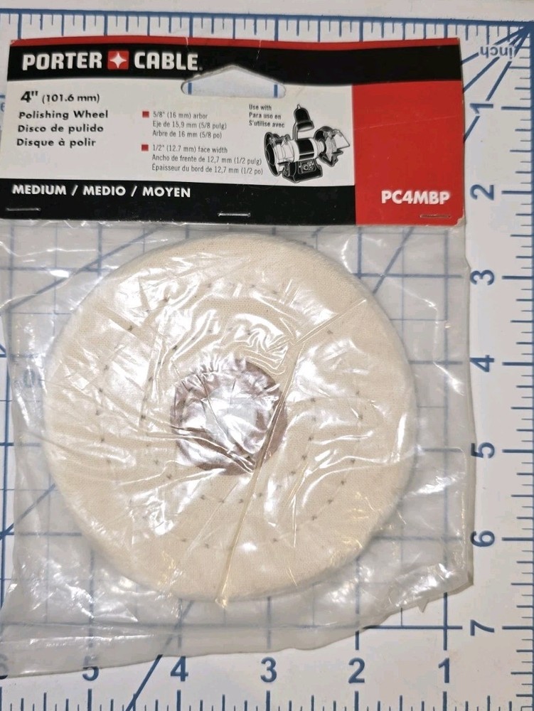 Porter Cable ~ PC4MBP 4" Medium Polishing/Buffing Wheel, White, 5/8"Arbor
