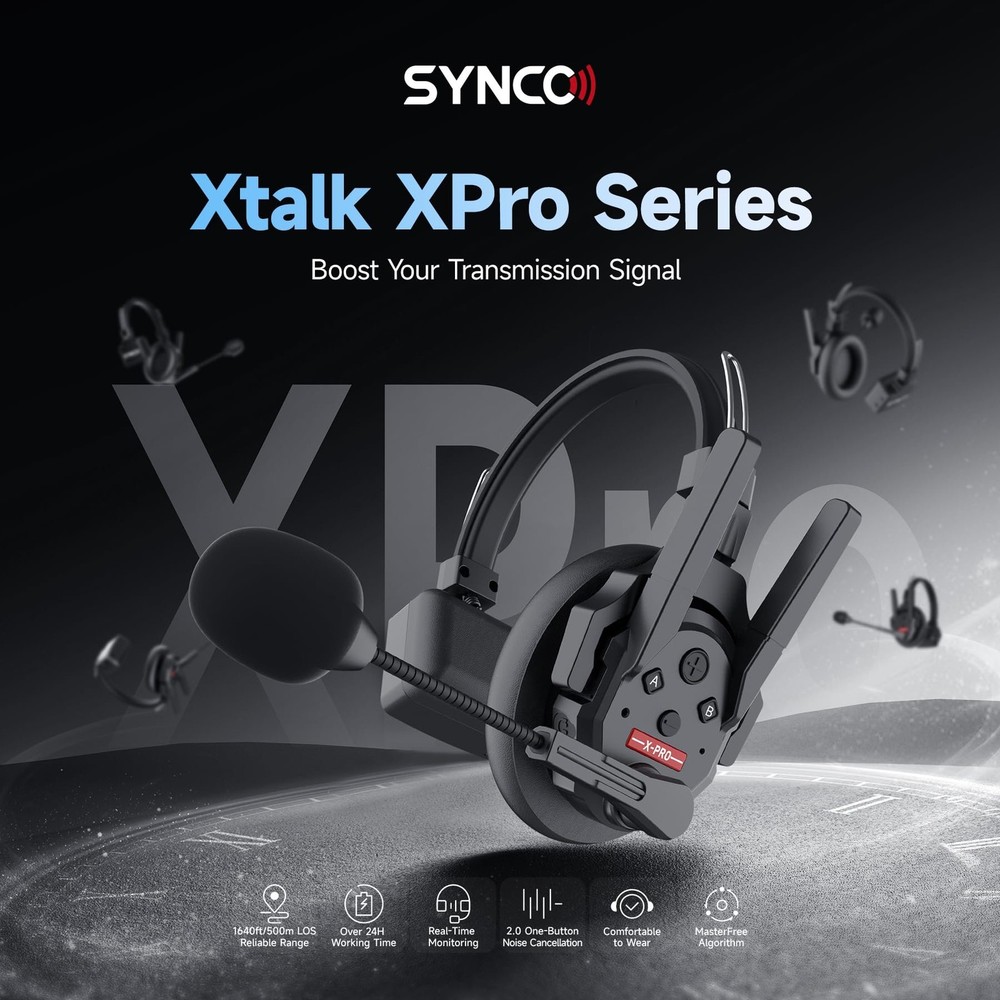 SYNCO XTalk XPro9 Wireless Intercom Headset System with Antenna Enhanced...
